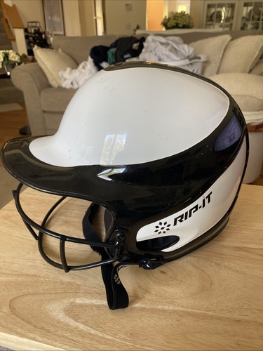 RIP-It Youth Softball Helmet with Mask White & Black, S/M 6-6 7/8 NOCSAE Nice!