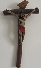 VINTAGE HAND MADE FOLK ART CATHOLIC CRUCIFIX 18 INCHES