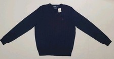 Polo Ralph Lauren Navy Blue 100 Lambs Wool Sweater Size Large