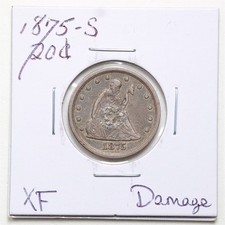 1875-S 20C Twenty Cent Piece with XF Detail Damage #8225