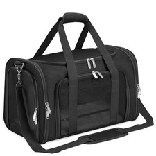 Soft-Sided Cat/Dog/Pet Carrier, Collapsible Pets Travel Carriers BLACK