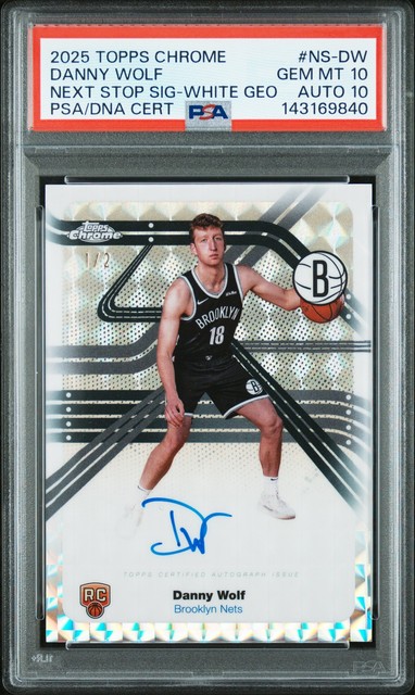 2025 TOPPS CHROME NEXT STOP SIGNATURES DANNY WOLF RC 1/2 PSA 10 DNA AUTO 10