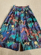 Rare Vintage Platinum By Dorothy Schoelen Wide Pants Culottes Horse Abstract 8