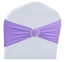 50PCS Purple Spandex Chair Sashes w/ Buckle for Wedding Party