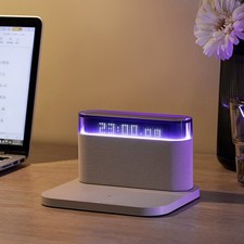 5 in 1 Bluetooth Speaker Wireless Charger Alarm Clock Night Light LED Desk Lamp