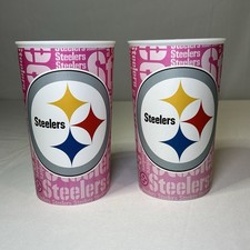 New Pink Pittsburgh Steelers NFL Hallmark 22oz Stadium Style Cups Set Of 2