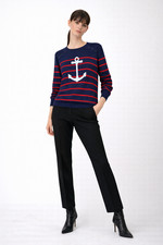 NWT Nautica Sweater L Anchor Striped Nautical Cotton Knit Preppy Breton Capsule