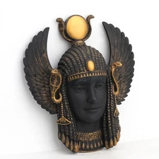 Veronese Design Egyptian Art Deco Goddess Isis Wall Plaque Resin Black Gold