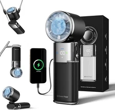 Portable Handheld Turbo Fan with Ice Cooling, 9000mAh Rechargeable 100Speed wind