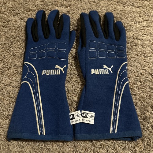 Vintage Puma FIA Racing Driving Gloves Oval Rally Blue Size 11 Made In Italy
