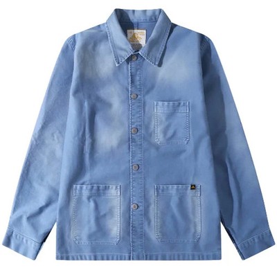 Le Mont St Michel - Vintage Washed Work Jacket - Blue - NEW