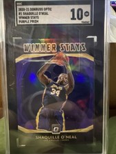 2020-21 Donruss #1 Shaquille O’Neal Winner Stays Purple Prizm SGC 10