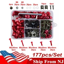 177 Pcs Motorcycle Fairing Bolt Kit Fasteners Bolts Nut Clips Set M5 M6 Aluminum