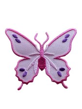 Butterfly Embroidered Iron On Jacket Patch - Cute Insect Pink Purple 161-I