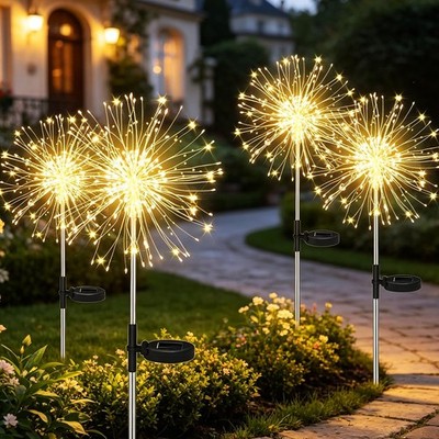 Solar Gartenbeleuchtung 4x120 LED Feuerwerkslichter Fernbedienung
