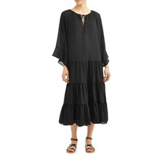 Textile Elizabeth and James Size M Candice Tiered Ruffle Midi Dress Boho Peasant