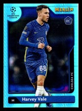 2021-22 Topps Merlin Chrome UCL Harvey Vale Aqua Prism Refractor Rookie RC #58