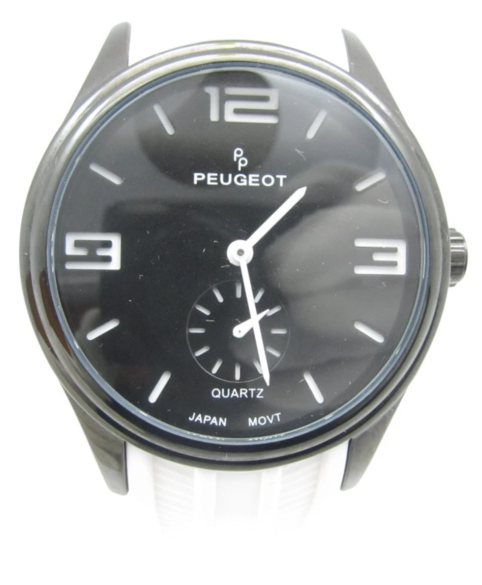 Sporty White Peugeot Watch Set with 3 Lokai Molded Rubber Stackable Bands Peugeot Rubber Band Wristwatches for sale | eBay main image 2