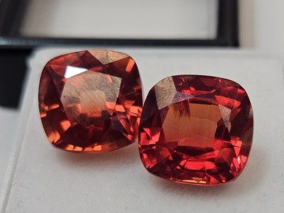 Cushion Cut Reddish-Orange Spinel 14 Ct EGL CERTIFIED Pair Loose Gemstone FR-125