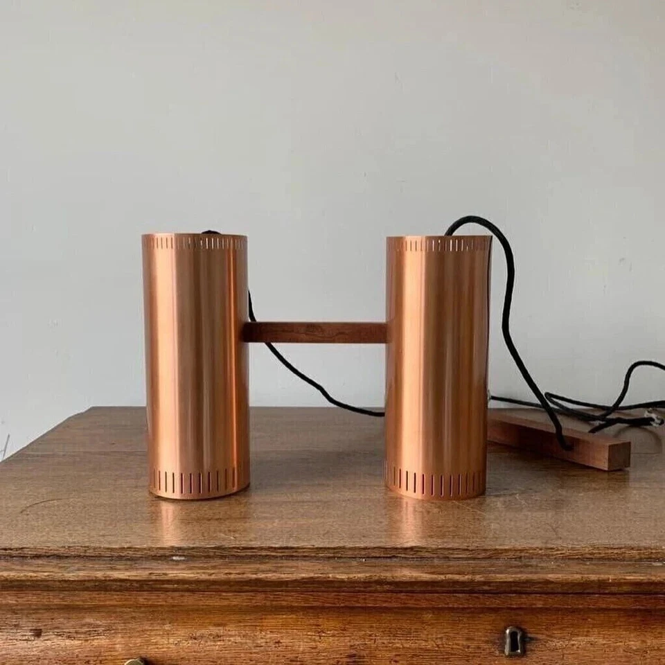 Uma luminária pendente de cobre e teca por Jo Hammerborg | Década de 1960 | Dinamarca - Imagem 3 de 4