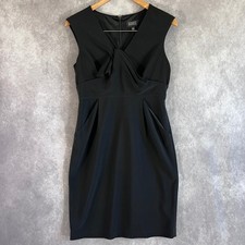Adrianna Papell Cocktail Dress Women 8P Black Twisted Knot Tulip Skirt Pockets