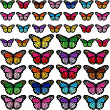 60Pcs Butterfly Iron on Patches, 2 Size Embroidered Sew Applique Repair Patch