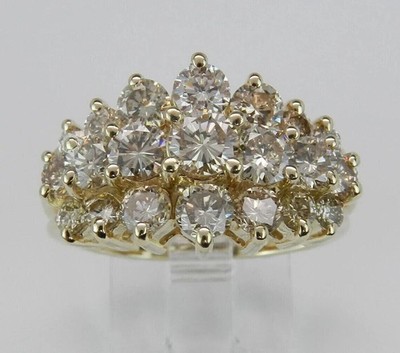 2.50 Ct Round Lab Created Diamond Cluster Wedding Ring 14k Yellow Gold Plated