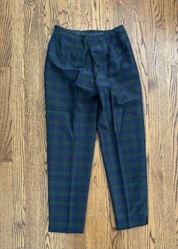 1990’s Talbots Black Watch Plaid 100% Silk High Waist Flat Front Pants Size 8 - Picture 6 of 8