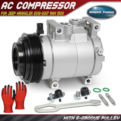 A/C Compressor with 6-Groove for Jeep Wrangler 2012-2017 Ram 1500 2013 V6 3.6L