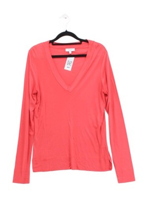 Reiss Damen Top M rot 100% Viskose Langarm V-Ausschnitt Basic