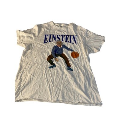 Einstein Basketball IQ T-Shirt Men's M White Graphic Tee Science Funny