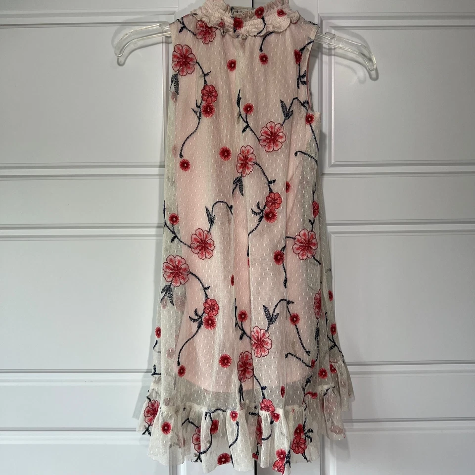 Bonnie Jean Floral Embroidered Dress Ruffle Trim Party Special Occasion Size 8 - Image 4 of 4