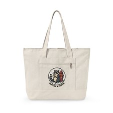 Raccoon  Fox Illustration Zippered Canvas Tote  Forest Animal Design