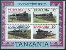 [123505] Tanzania 1986 Railway train locomotive Sheet with OVP Ameripex MNH