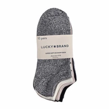 NWT LUCKY BRAND LADIES' 10 PK MULTI-COLOR SUPER SOFT NO SHOW SOCK SZ 4-10