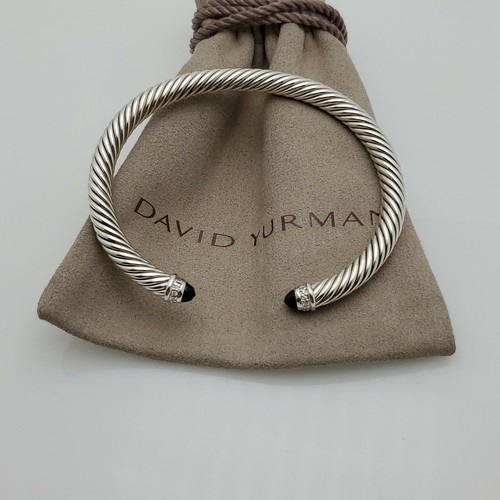 David Yurman Cable Classics Bracelet Black Onyx & Diamond 5mm size medium