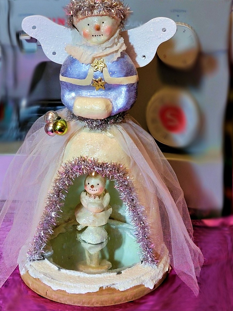 Nicole Sayre 2007 Christmas Snowman Angel Cloche | eBay