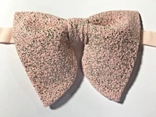 Oversized Light Pink Blush Gold Bow tie Vintage style 70`s Wedding Prom Unique