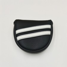 Premium PU Golf Putter Club Head Cover Black/White Stripes Magnet Golf Headcover