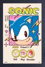 SONIC THE HEDGEHOG SONIC AND FRIENDS 13x19 PÓSTER GELCOAT ENMARCADO VIDEOJUEGO SEGA