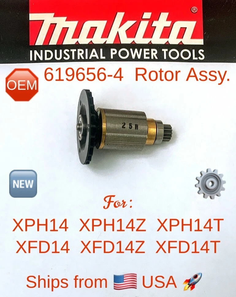 MAKITA 619656 4 OEM Rotor Assy for XPH14 XPH14Z XPH14T XFD14 XFD14Z XFD14T Drill
