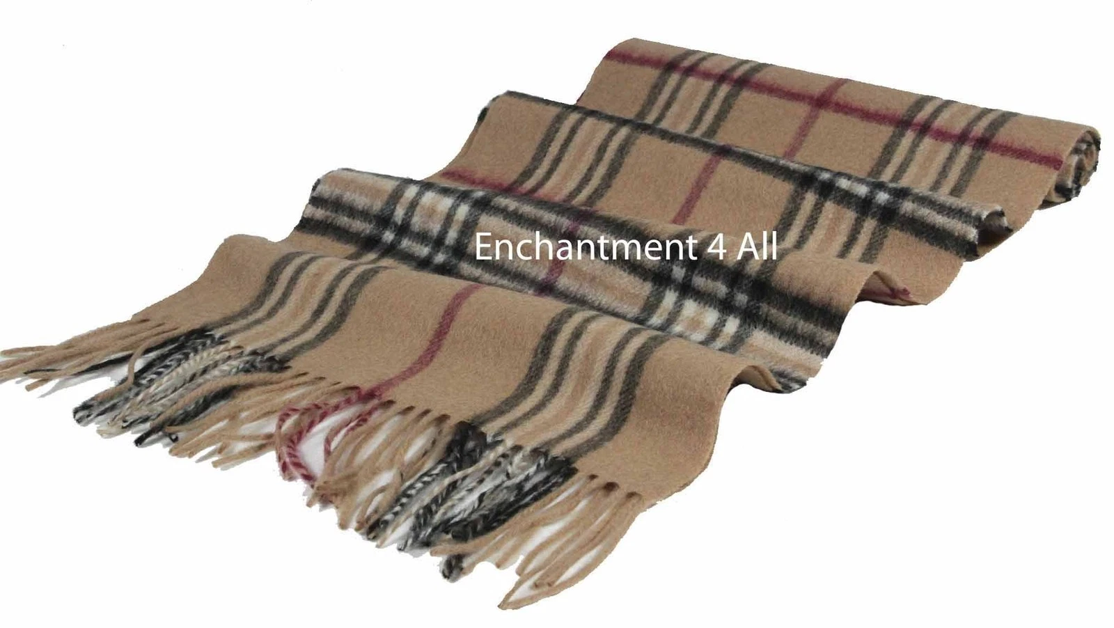 Handmade 70"x11" Classic TARTAN Plaids 100% 2-Ply Cashmere Scarf Muffler, Beige