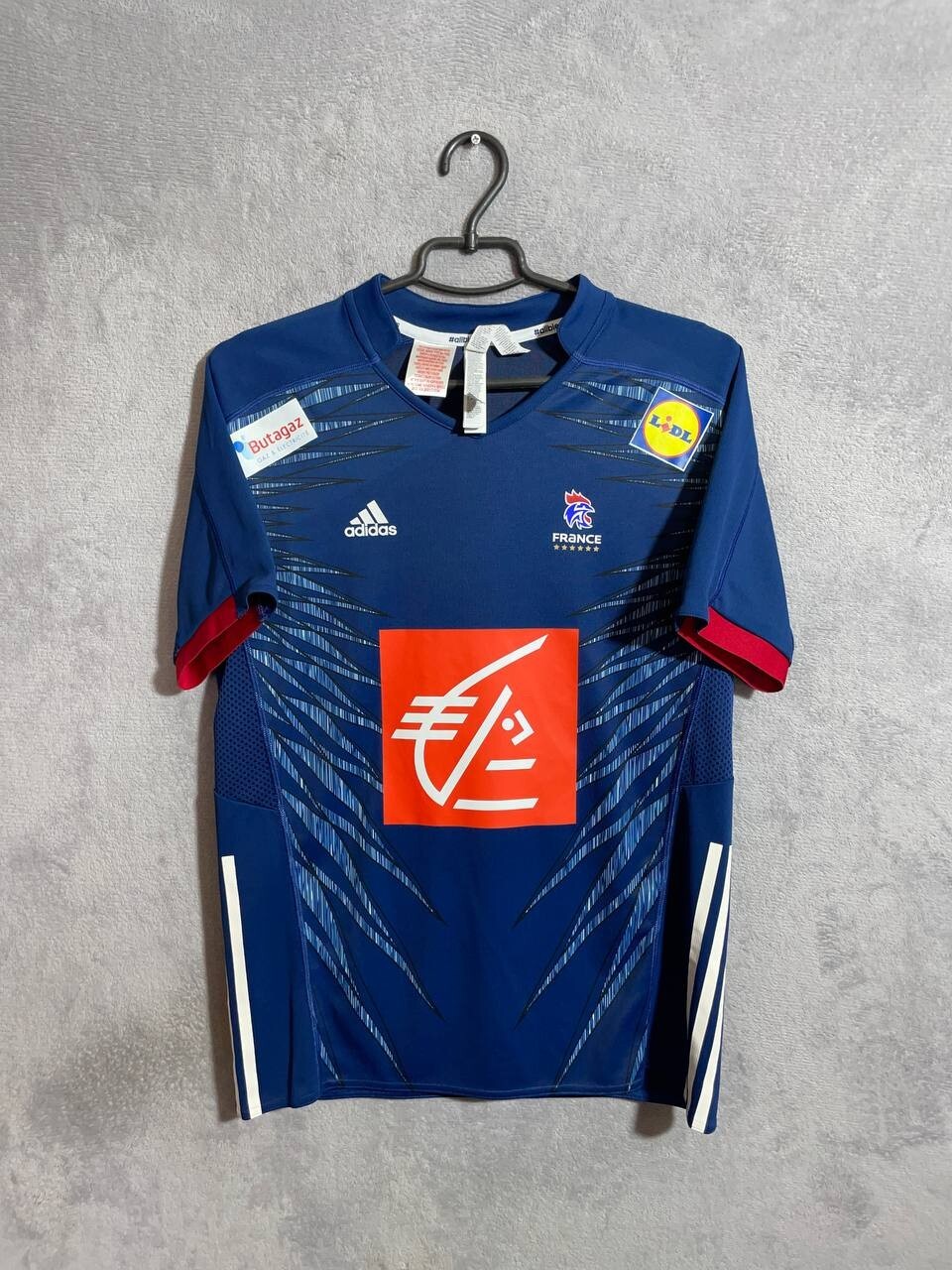 Camiseta deportiva de balonmano del equipo de Francia azul Adidas talla joven 14-15 años