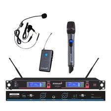 2CH Microphone Receiver Wireless Handheld Mic Headset Lavalier Lapel Microphone