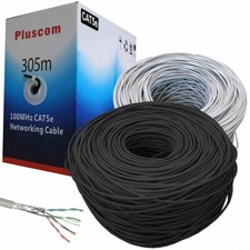 305M Cat5e Network Ethernet Cable RJ45 Coil Shielded Lead FTP Roll Reel Boxed UK