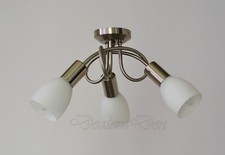 Ceiling Light Fitting Chrome Glass Lamp Shade Flush Spotlight Lighting 3 way