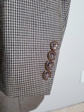New 52L Jos A Bank Brown Tooth Check Wool Tweed Blazer Sport Coat Jacket