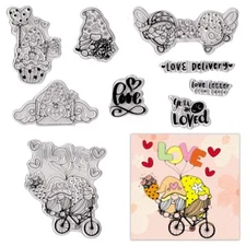 Valentine's Day Clear Stamps for Card Making Love Gnomes Clear Rubber Stamps ...