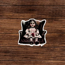 Creepy Horror Annabelle Doll Sticker - Scary Haunted Decal for Laptops, Cars #53