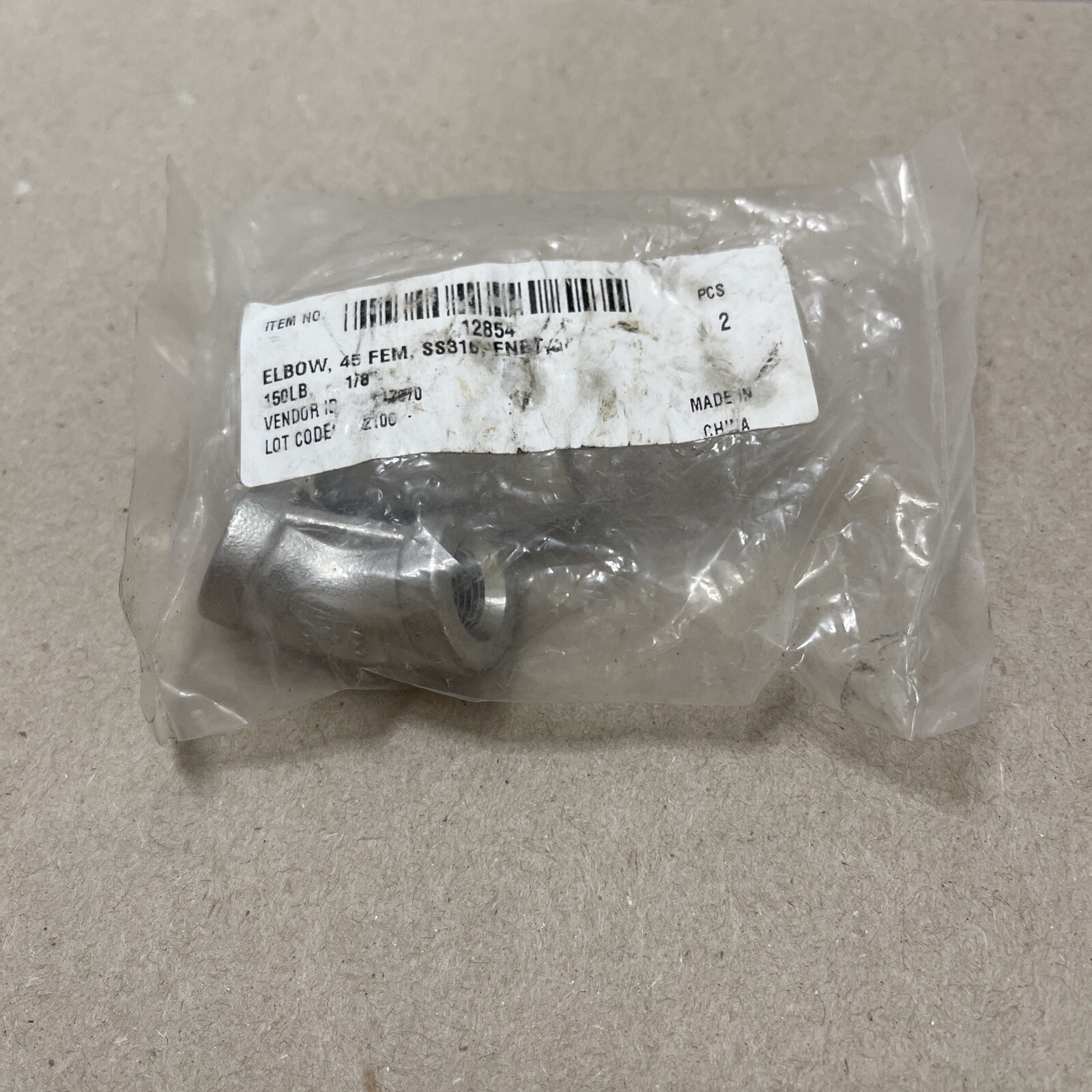 LOT OF 2 PARKER Elbow, 90 Degree, SS316